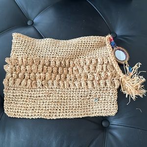 Flora Bella raffia straw clutch - never used